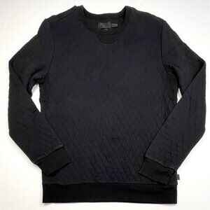 CONVERSE x Jack Purcell Mens MEDIUM Black Quilted L/S Pullover SWEATSHIRT EUC